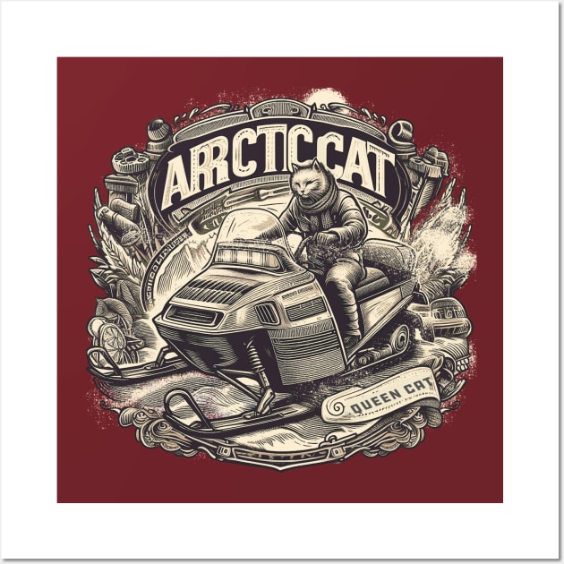 Vintage Snowmobile Cat Wall Art by Midcenturydave